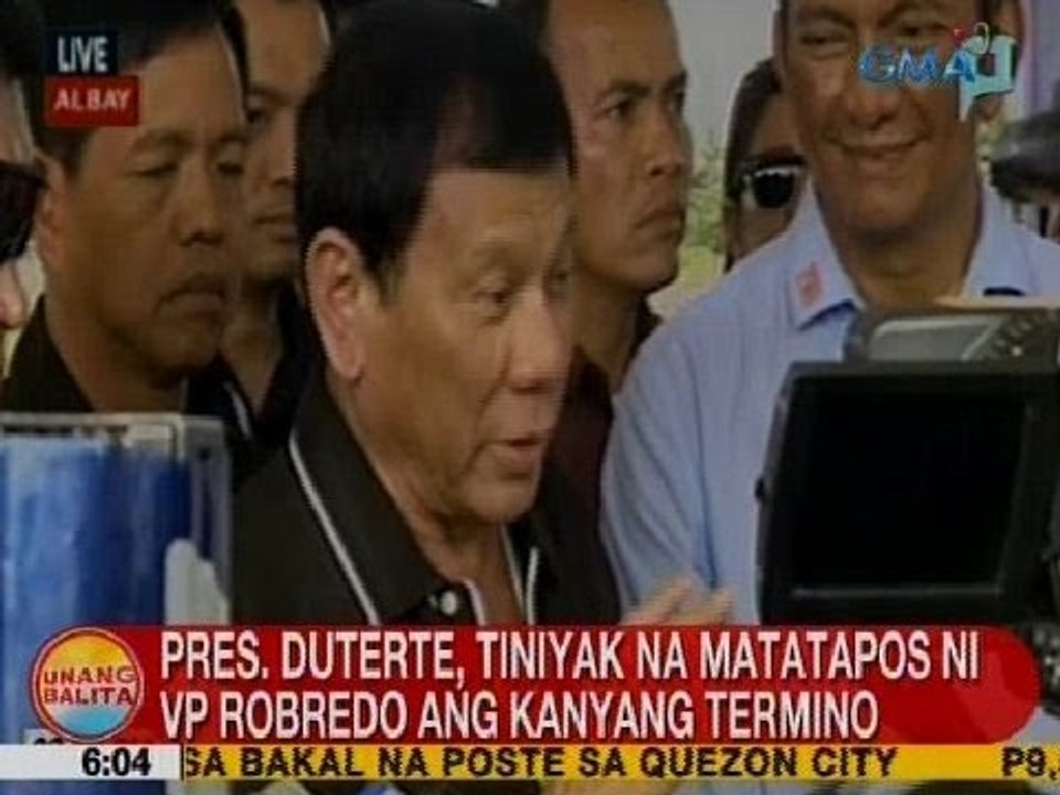 UB: Pres. Duterte, tiniyak na matatapos ni VP Robredo ang kanyang termino