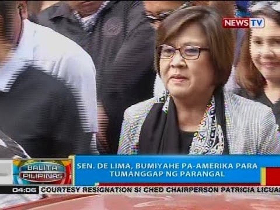 BP: Sen. De Lima, bumiyahe pa-Amerika para tumanggap ng parangal