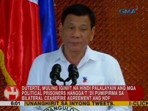 UB: Duterte, muling iginiit na hindi palalayain ang mga political prisoners