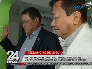 Sen. De Lima, inireklamo sa DOJ kaugnay ng pagsasabi umano kay Dayan na huwag dumalo sa pagdinig