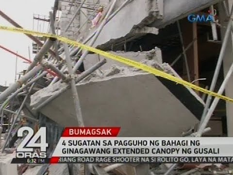 4 sugatan sa pagguho ng bahagi ng ginagawang extended canopy ng gusali
