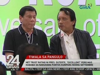 Net Trust Rating ni Pres. Duterte, "excellent" pero mas mababa sa nakuha kumpara noong Setyembre