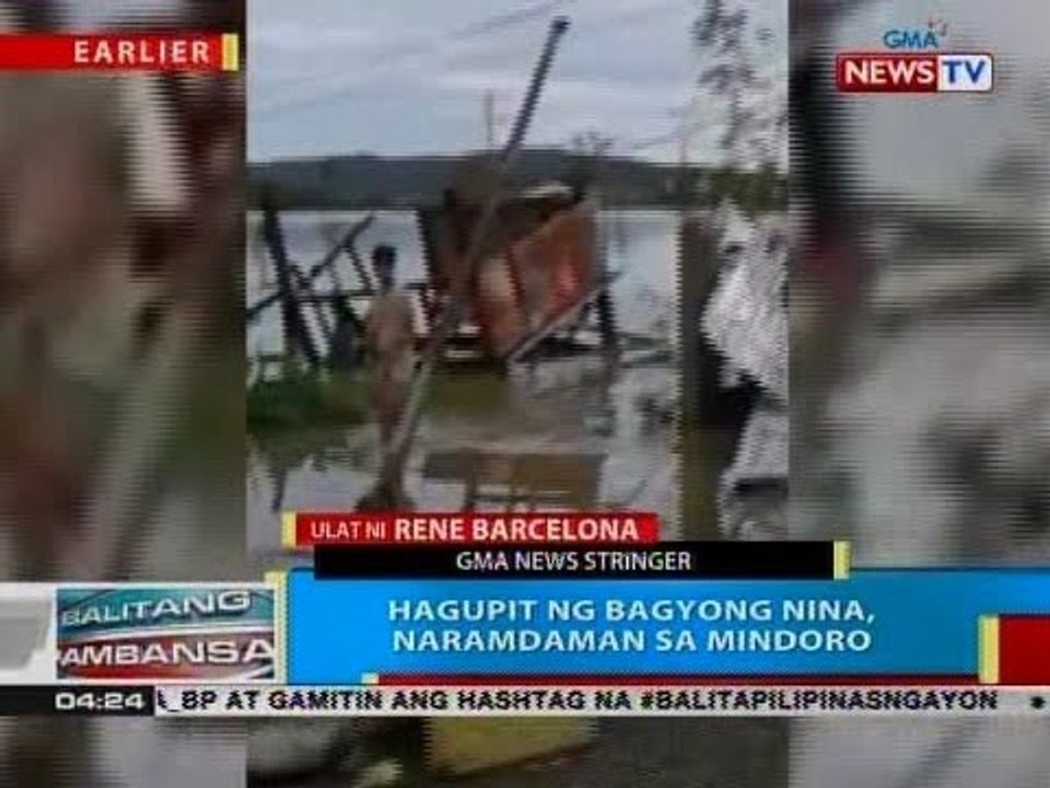 BP: Hagupit ng bagyong Nina, naramdaman sa Mindoro