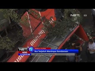 NET17 - Bus jatuh dari jalan layang dan menimpa kendaraan yang melintas di Filipina