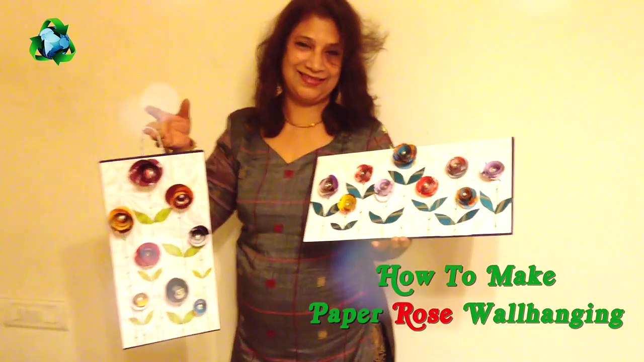 How To Make Paper Rose Flower Wallhanging _ World Environment Day-5t-xF-ywd1A