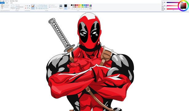 How I Draw using Mouse on Paint - Deadpool Speedpaint