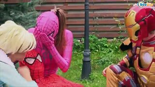 Disney Princess Food Fight!! Bad baby vs Frozen Elsa and Spiderman and pink spidergirl Episode 104