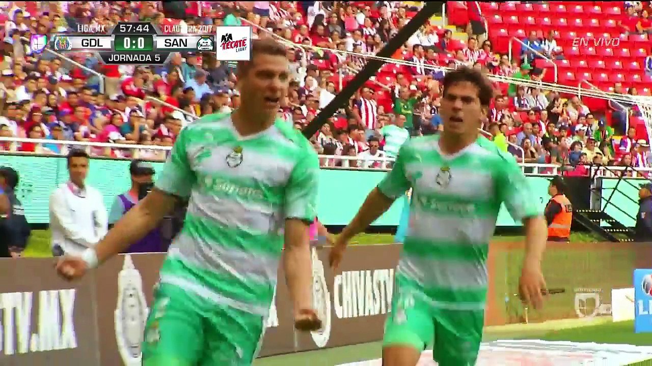 CHIVAS GUADALAJARA vs SANTOS LAGUNA 1 – 1, Jornada 5 clausura 2017 LIGA MX