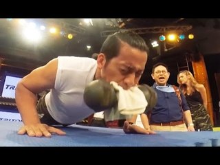 แข่ง.. "วิดพื้นตบมือ ปากคาบดัมเบล 10 ก.ก." ..{ เกมพันหน้า 15 มี.ค. 58 }_ part 1