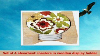 CounterArt Happy Daisy Design Absorbent Coasters in Wooden Holder Set of 4 d690ee4b