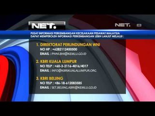 NET5 Pusat Informasi Perkembangan Hilangnya Malaysia Airlines