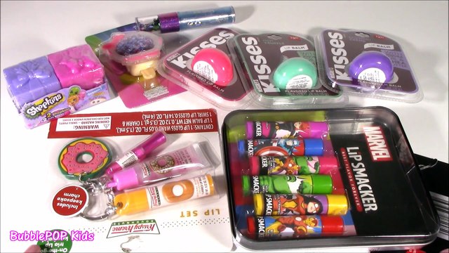 New LIP BALM BONANZA! Marvel Lip Smacker SET! Pucker POPS Hershey Kiss BALMS! Shopkins S7! FUN