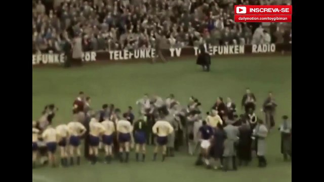 APITO FINAL DA FINAL COPA DO MUNDO 1958 BRASIL 5X2 SUÉCIA NA ÍNTEGRA COM NARRAÇÃO E IMAGENS A CORES INÉDITAS