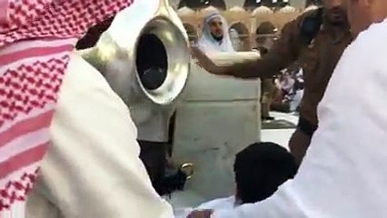 A very small boy with Imam-e-Kaaba Saudi Arabia