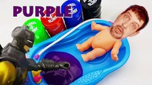 Bad Baby Doll & Frozen Elsa Learn Colors Bath Time w/ Skittles M&Ms & Slime - Fun Colours for Kids