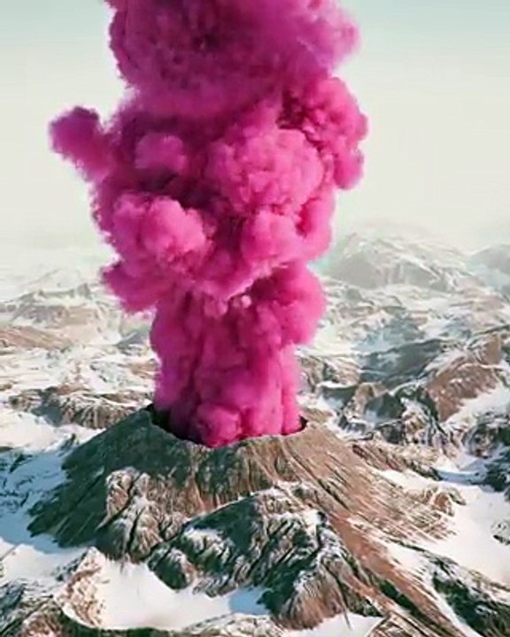 Colorful volcanic smoke