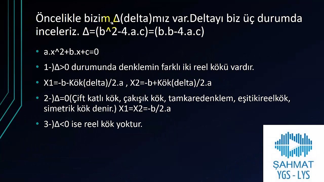 MATEMATİK - İKİNCİ DERECEDEN DENKLEMLER - KONU ANLATIMI