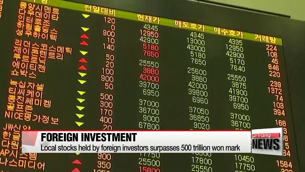 Local stocks held by foreign investors surpasses 500 trillion won mark