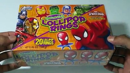 Yummy Marvel Lollipop Rings, Hulk Spider-Man Iron Man and Captain America