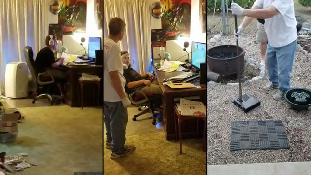Un père détruit la Xbox de son fils
