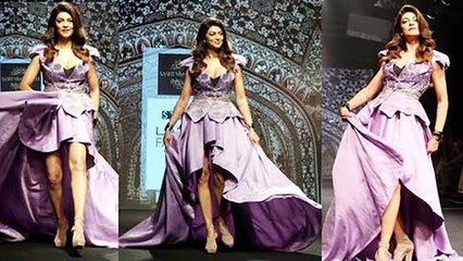 Sushmita Sen Rampwalk In Short Violet Dress  Lakme Fashion Week 2017 Grand Finale