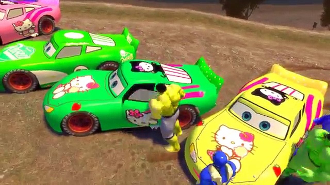 Hulk colors & Ironman colors Nursery Rhymes Songs Disney Pixar Cars Smash Party