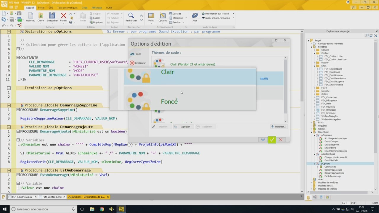 L'éditeur de code de WINDEV 22