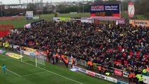 Swindon fans antagonise Oxford supporters during League One match