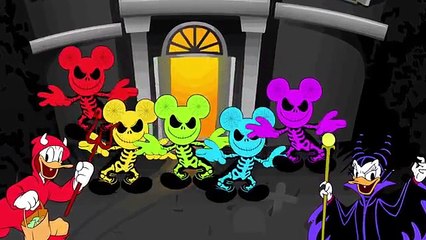 Five Little Crying Mickey Mouse Skeletons Jumping on the Bed