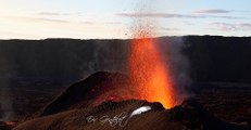 Lava Sprays Erupt From Piton De La Fournaise Volcano