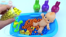 Baby Doll Bath Time Learn Colors Candy Skittles M&Ms Surprise Toys Sofia the First Collection