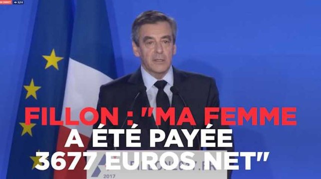 Fillon : Ma femme a été payée 3677 euros net par mois