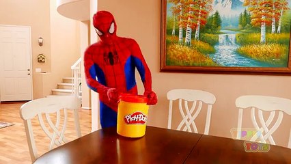 Spiderman vs Pink Spidergirl BIG Play Doh Ice Cream Fight