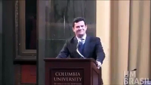 Vaias e protestos marcam palestra de Sérgio Moro na Universidade de Columbia em Nova York nos Estados Unidos