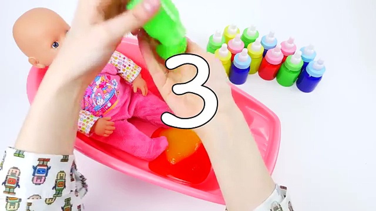 Numbers Counting Baby Doll Colours Slime Bath Time Learn Colors Clay Slime Surprise Toys