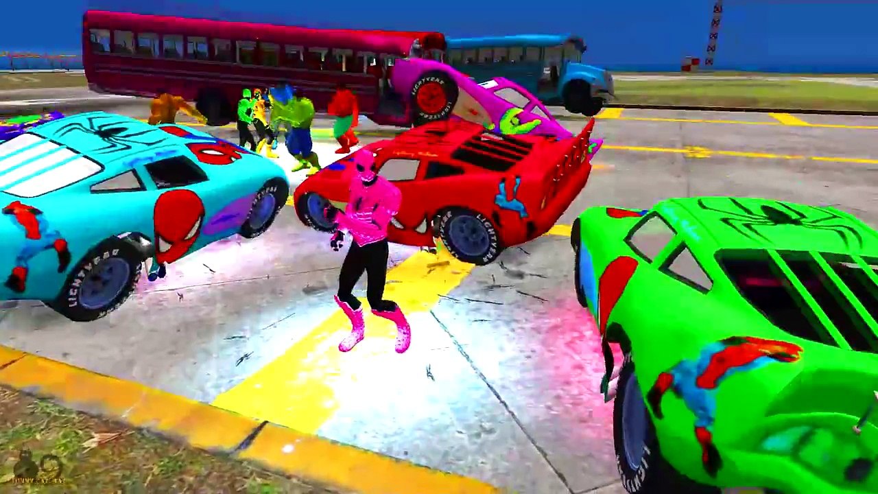 Disney Mcqueen Colors & SpiderMan & HULK Colors Party Nursery Rhymes Songs