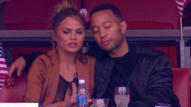 Chrissy Teigen Suffers Wardrobe Malfunction at the Super Bowl