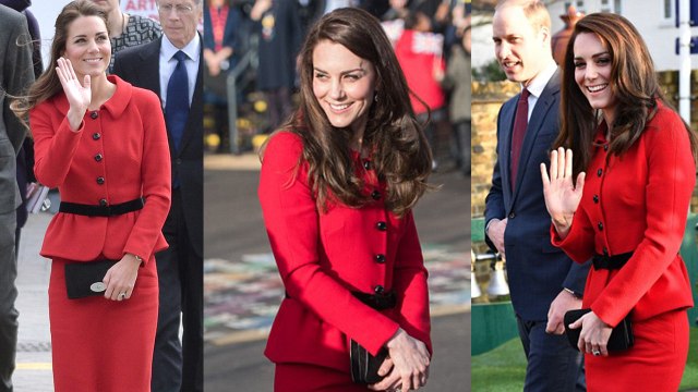 Kate Middleton Dazzles in Red Dress with Prince William