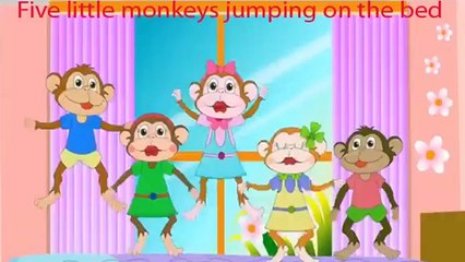 Five Little Monkeys Nursery Rhyme Learning Song Music Lyrics Words For Kids Children Toddlers