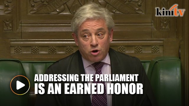 Speaker against Trump addressing British Parliament
