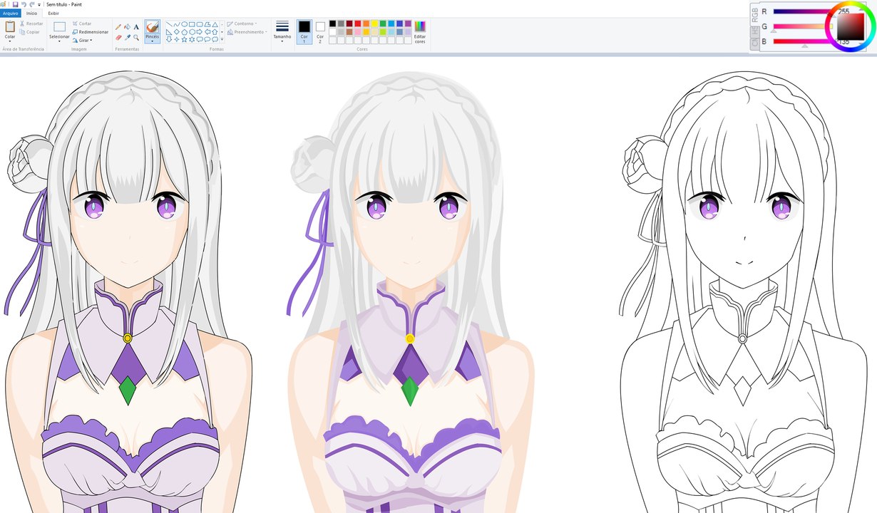 How I Draw using Mouse on Paint - Emilia - Re-Zero