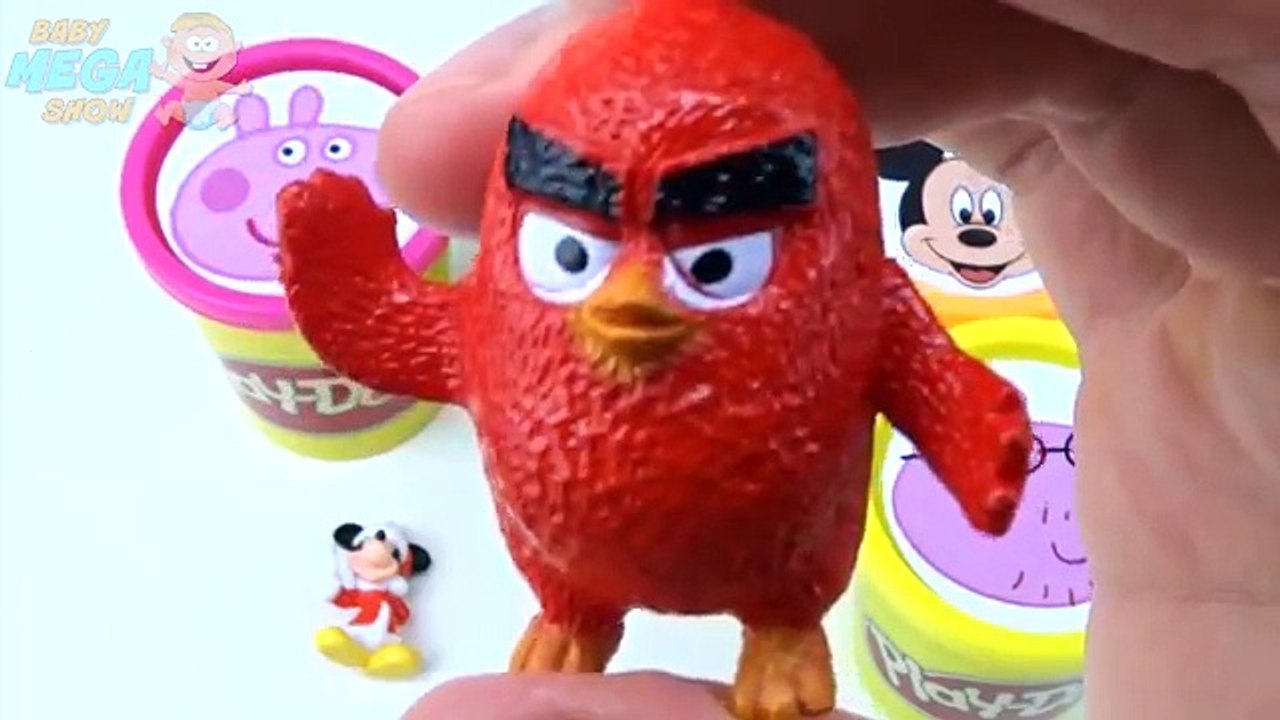 Play Doh Clay Peppa Pig Mickey Mouse Angry Birds Toys Surprise Cups Learn Colors for Kids