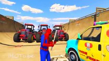 COLORS RED TRACTORS & SPIDERMAN COLORS PARTY SUPERHERO CARTOON RHYMES FOR CHILDREN WITH ACTION SONGS