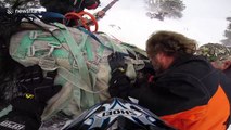 Stranded horse airlifted after being rescued by snowmobilers