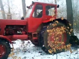 Belarus Tractor working in ice weather