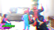 Spiderman and Pink Spidergirl vs Maleficent and Deadpool Giant Ball Pit Fight REAL SuperHero Kids TV