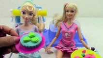 How to make play doh cookies cupcakes & cake with Princess Elsa & Barbie using Playdoh Sweet Shoppe