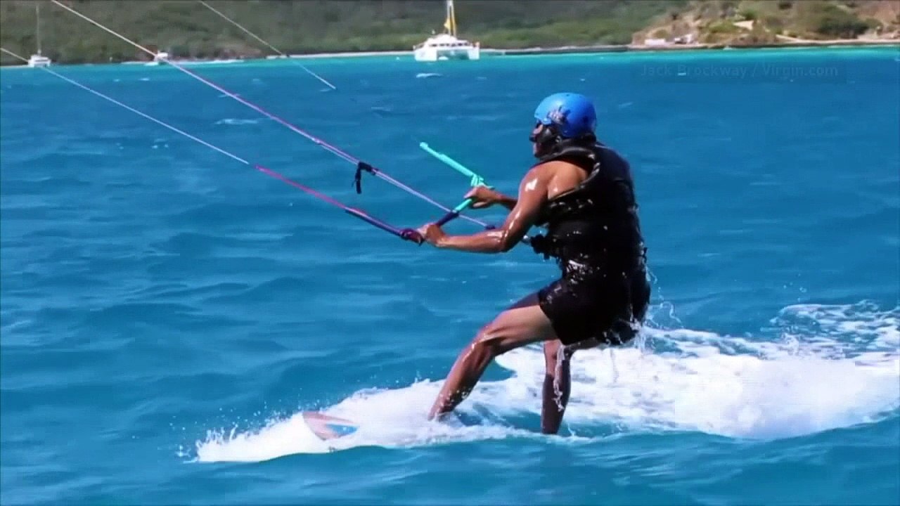 Barack Obama kitesurfs with Richard Branson