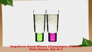 Sagaform HandBlown Champagne Glasses PinkGreen Set of 2 a0cfa124