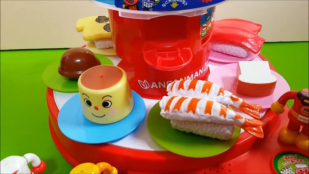 アンパンマン アニメおもちゃ アンパンマン、しょくぱんマン、カレーパンマンの顔をお寿司屋さんで見つけたよ キッズトイ 子供向け動画-y3fmnZmT6GA